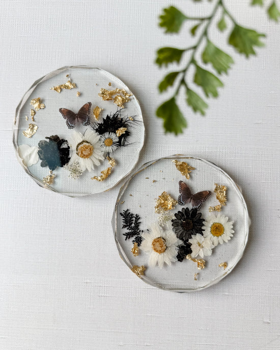 Black & White Floral Resin Coasters