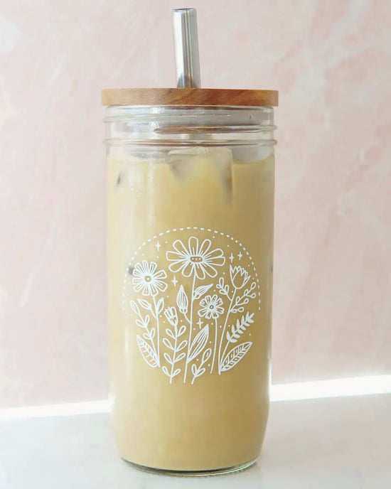 Boho Wildflower Glass Tumbler