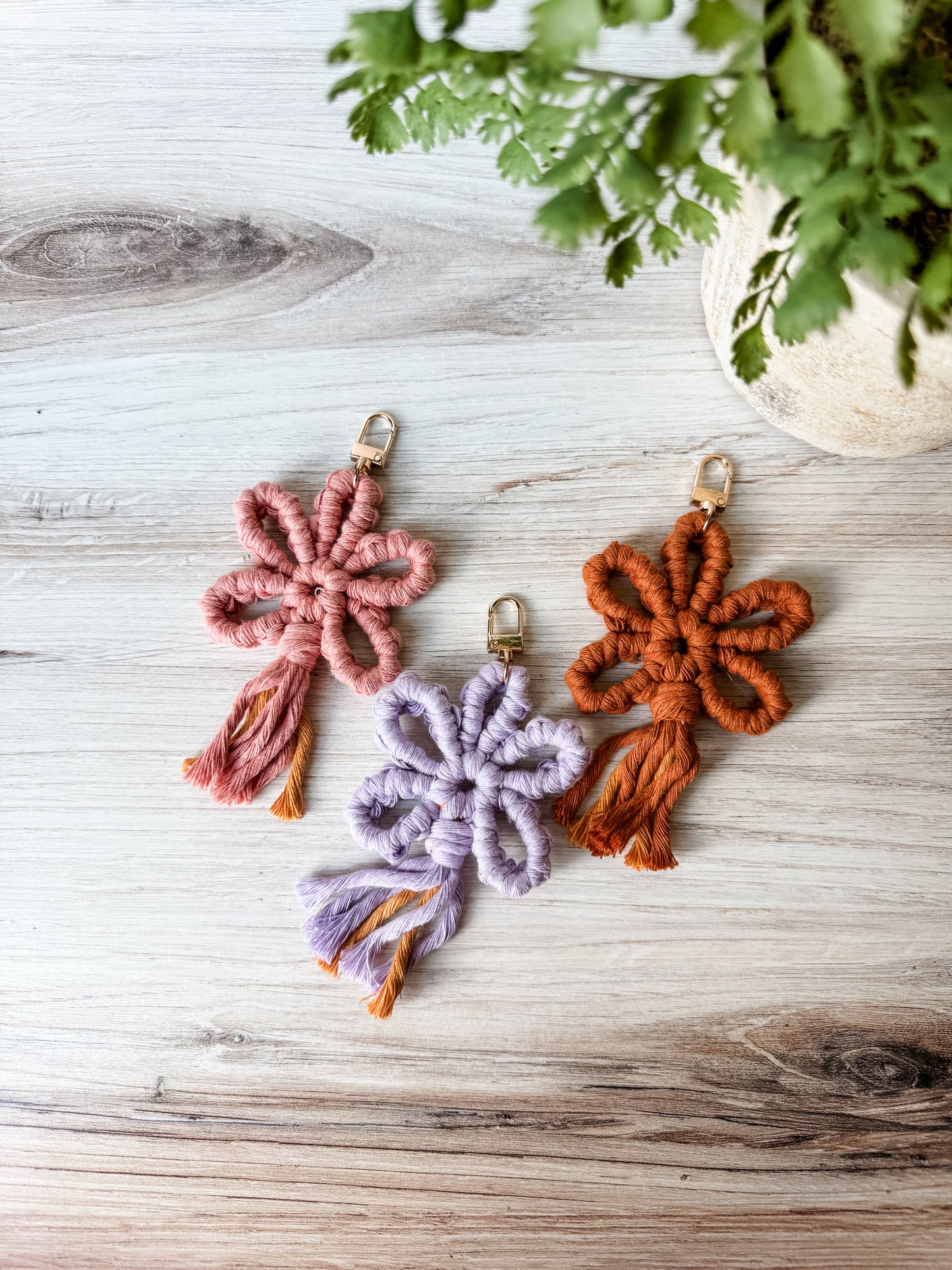 Macrame Flower Keychains