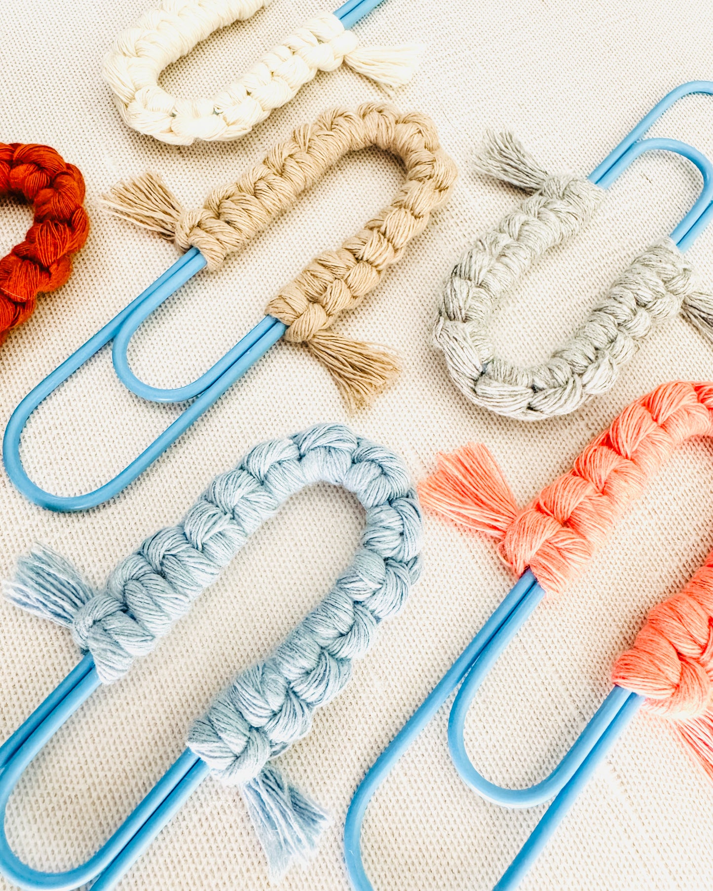 Macrame Paperclip Bookmarks - Bright Blue Paperclip