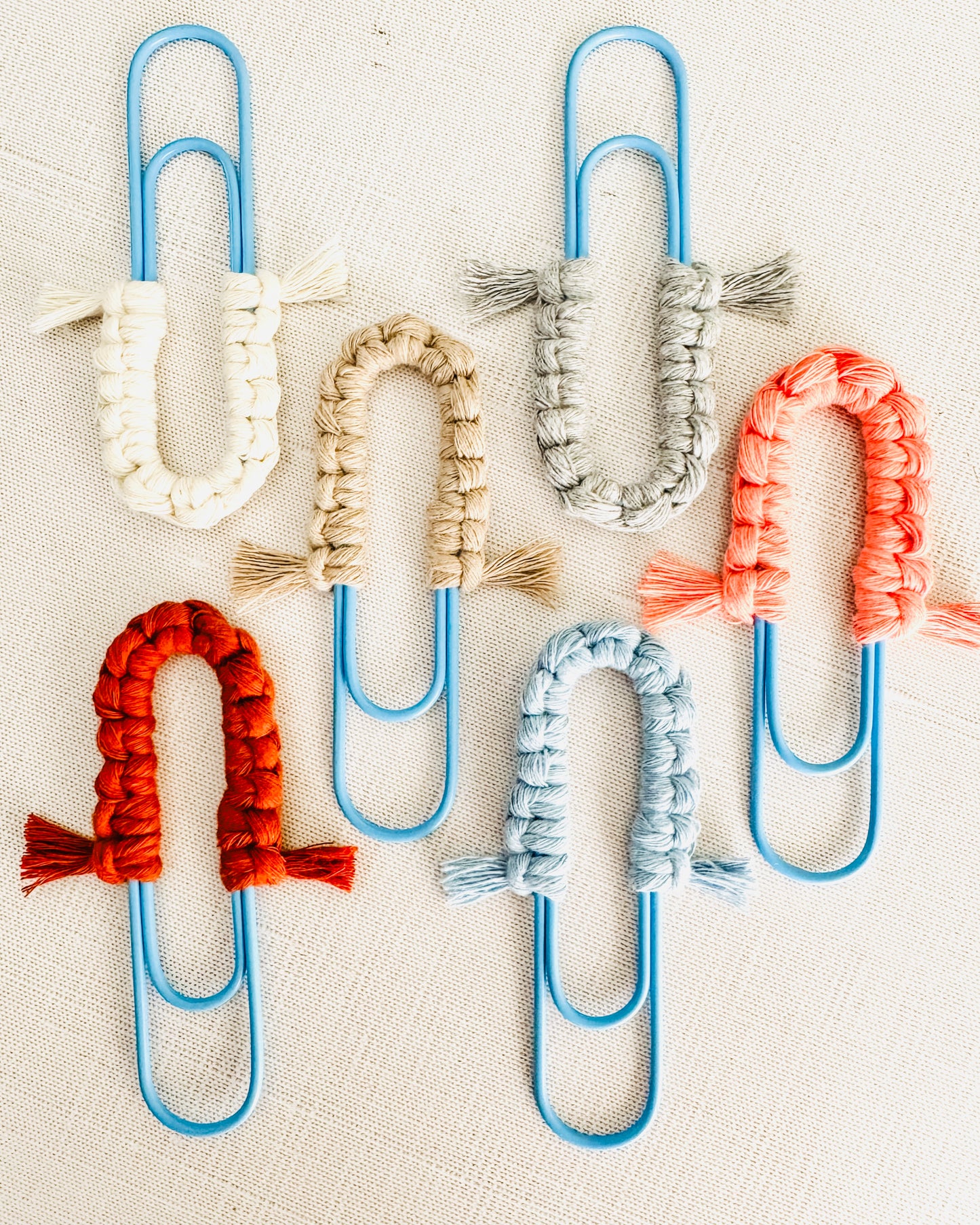 Macrame Paperclip Bookmarks - Bright Blue Paperclip