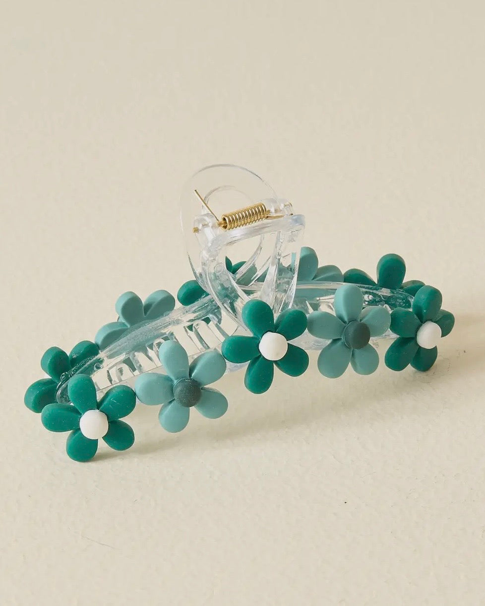 Daisy Claw Clip - Green