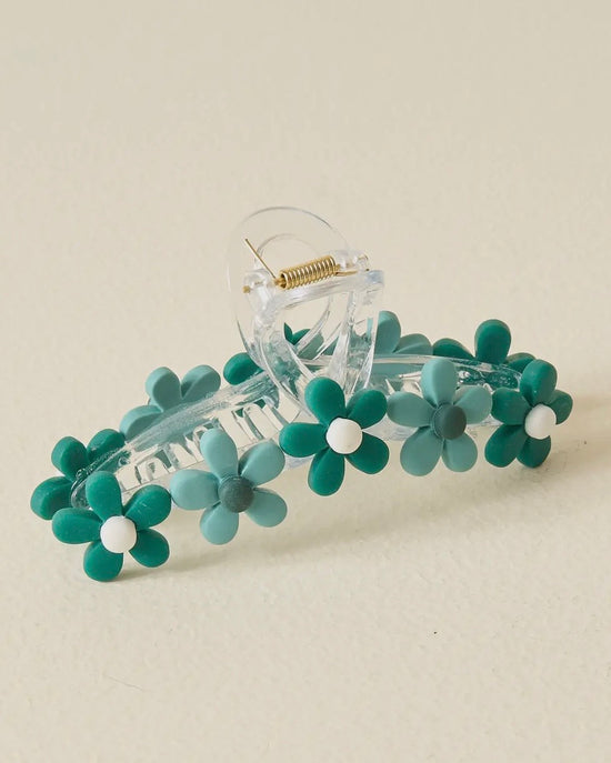 Daisy Claw Clip - Green