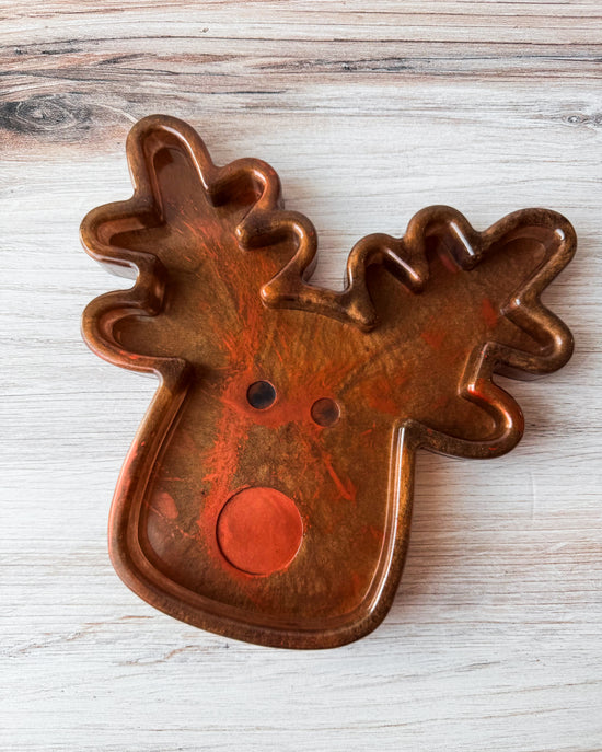 Reindeer Resin Tray - Copper & Brown