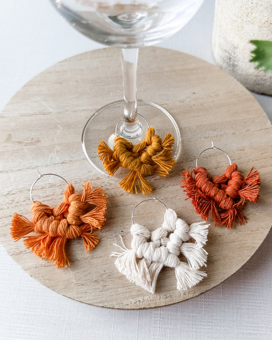 Macrame Wine Glass Charms - Sunsets