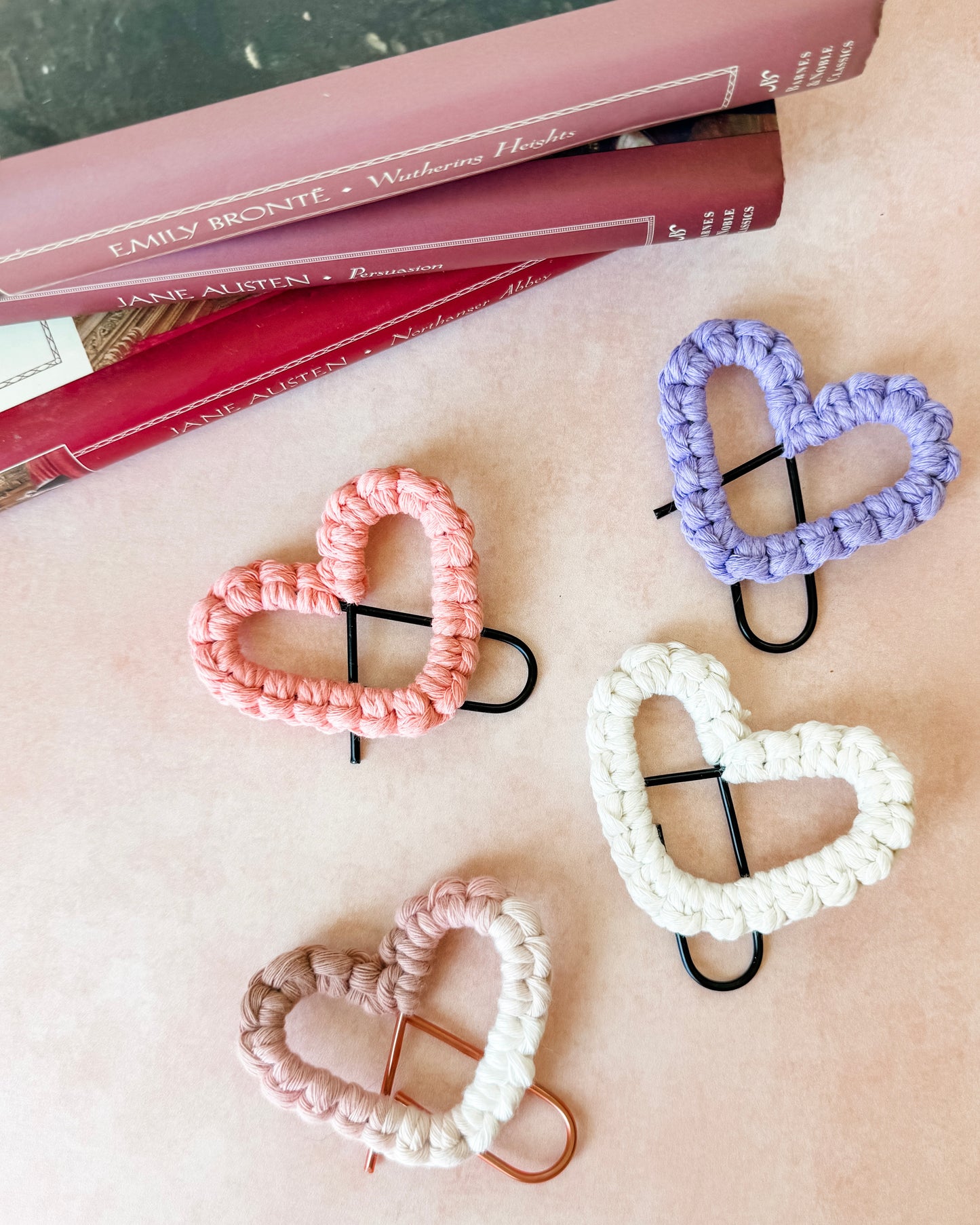 Macrame Heart Bookmark - Pink