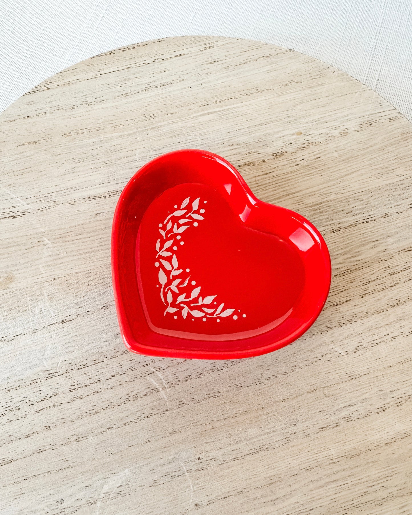 Botanical Heart Trinket Dish - Red