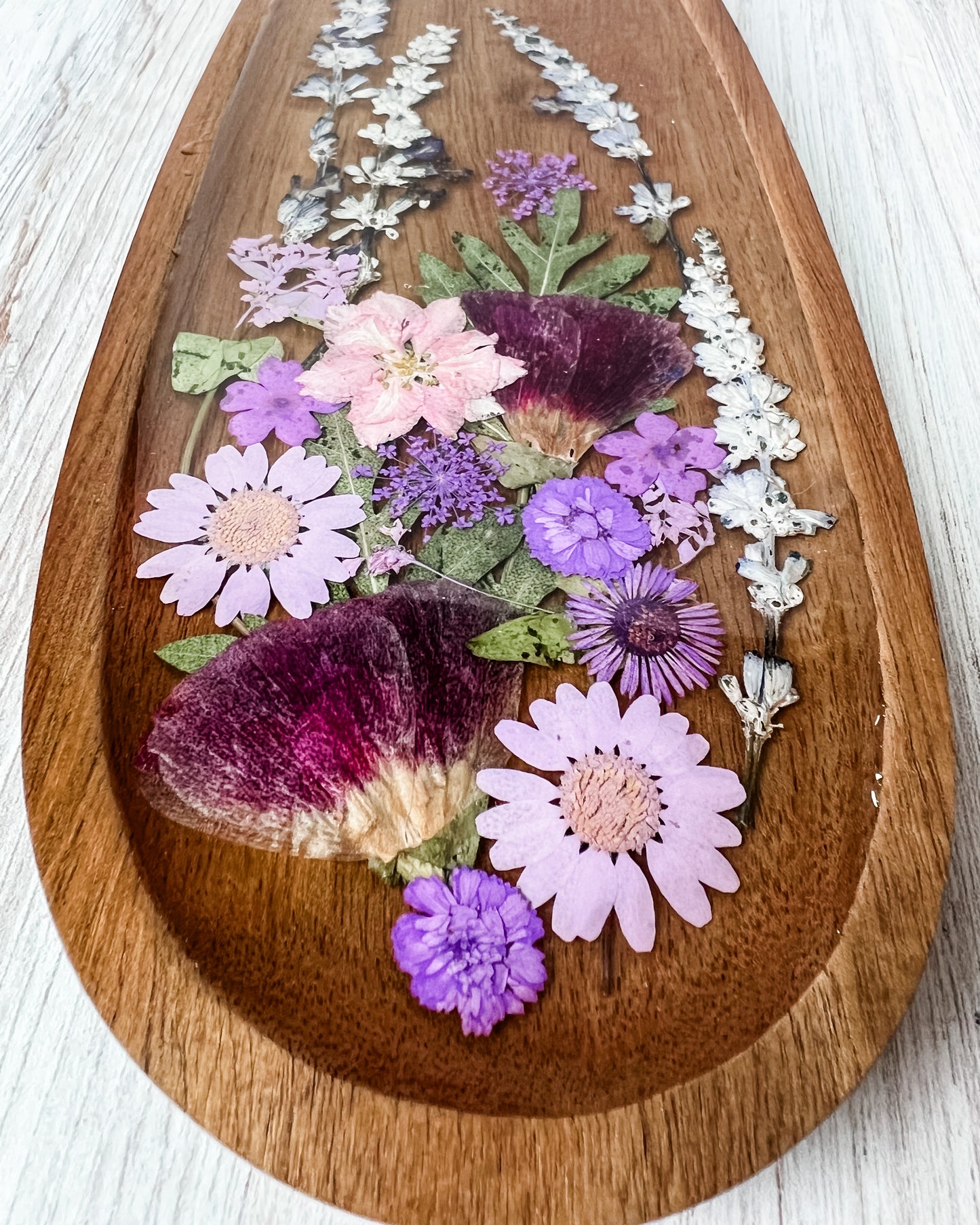 Purple Floral Oblong Tray