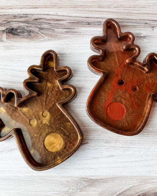 Reindeer Resin Tray - Gold & Brown