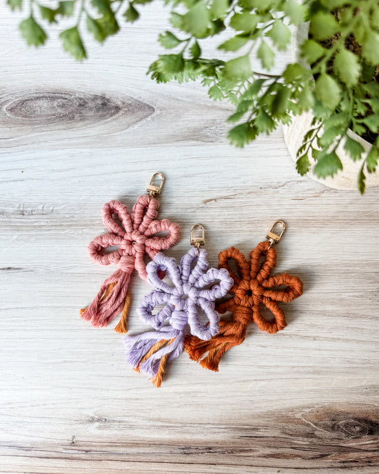 Macrame Flower Keychains