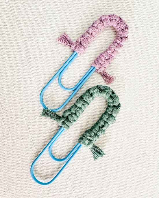 Macrame Paperclip Bookmarks - Bright Blue Paperclip