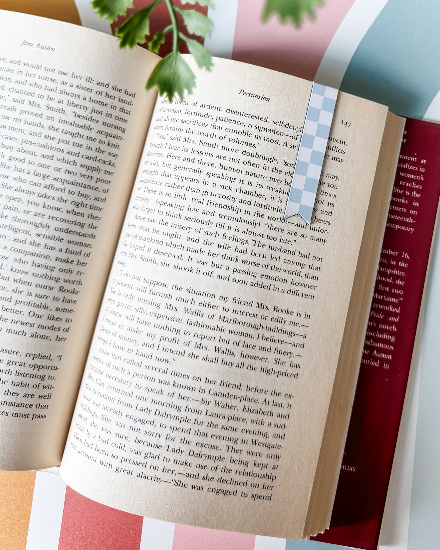 Checkerboard Magnetic Bookmark - Light Blue