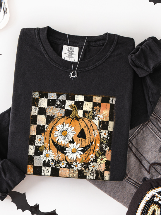 Checkered Jack O' Lantern Crewneck