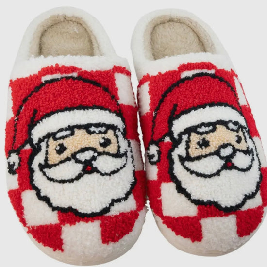 Red Santa Checkered Slippers Pre-Order