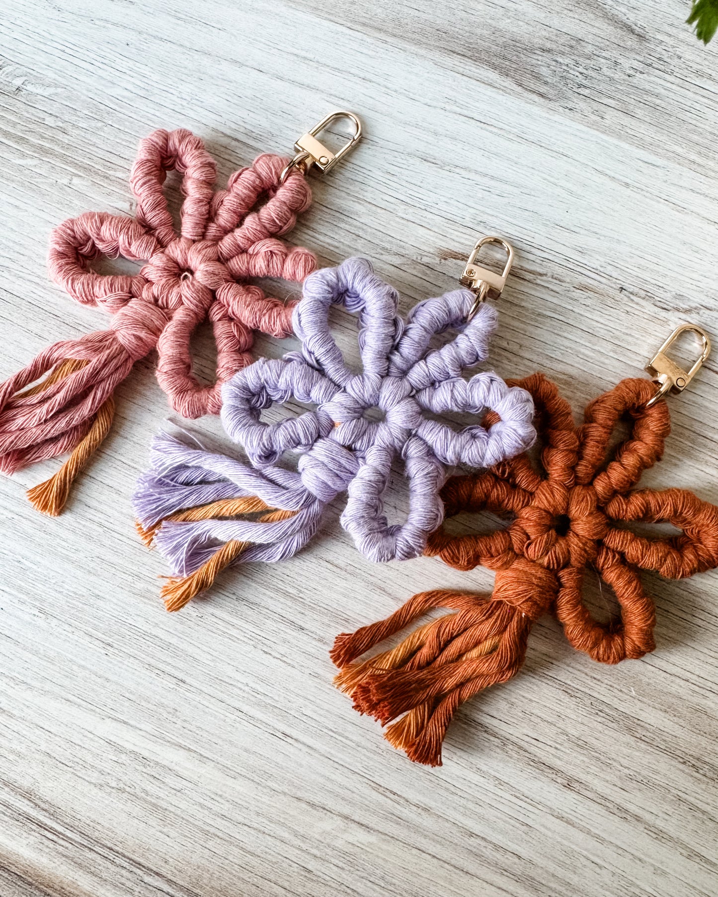 Macrame Flower Keychains