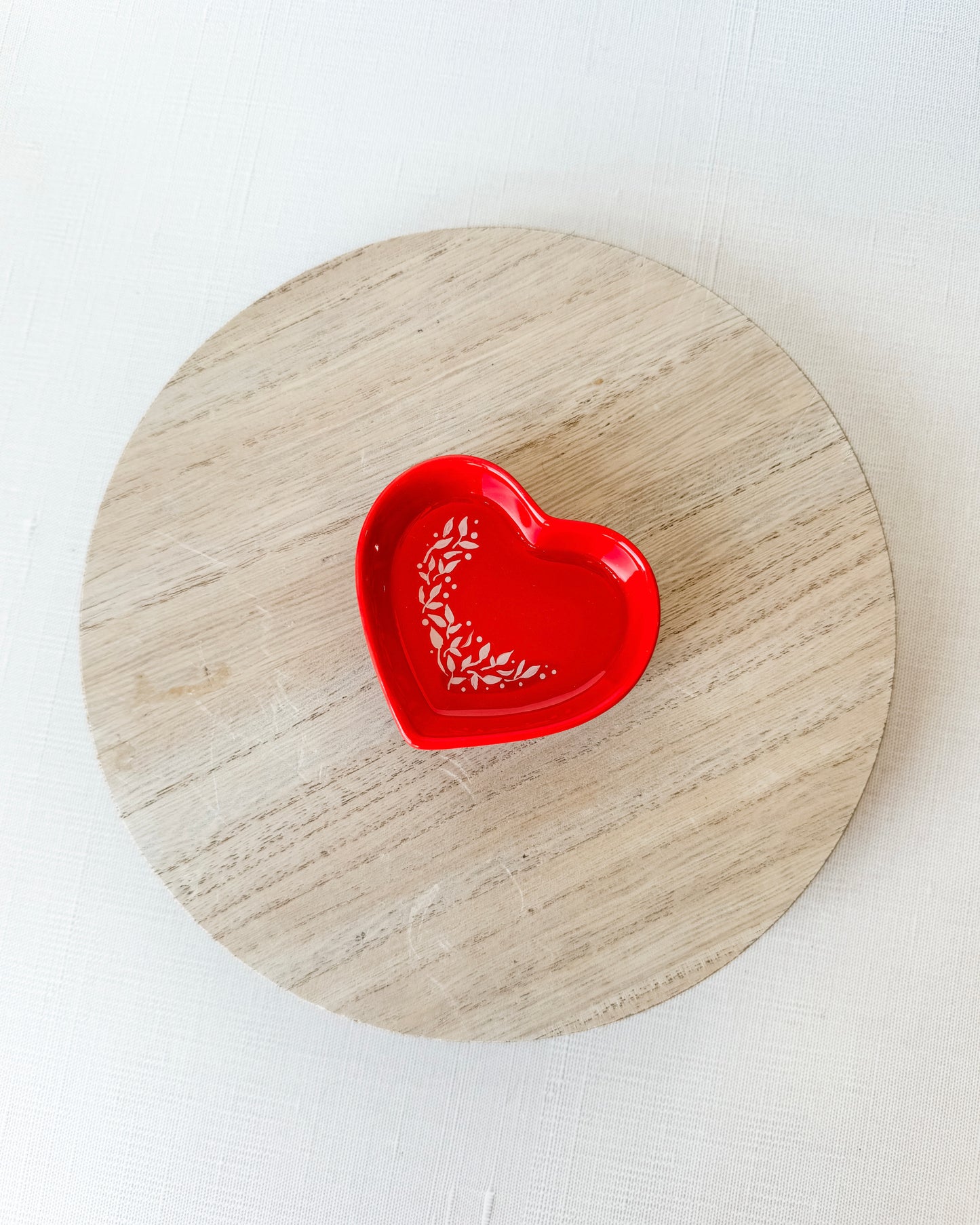 Botanical Heart Trinket Dish - Red