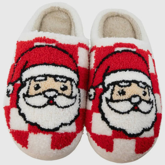 Red Santa Checkered Slippers Pre-Order