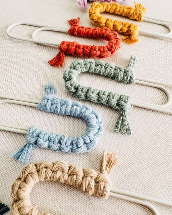 Macrame Paperclip Bookmarks - Soft Grey Paperclip