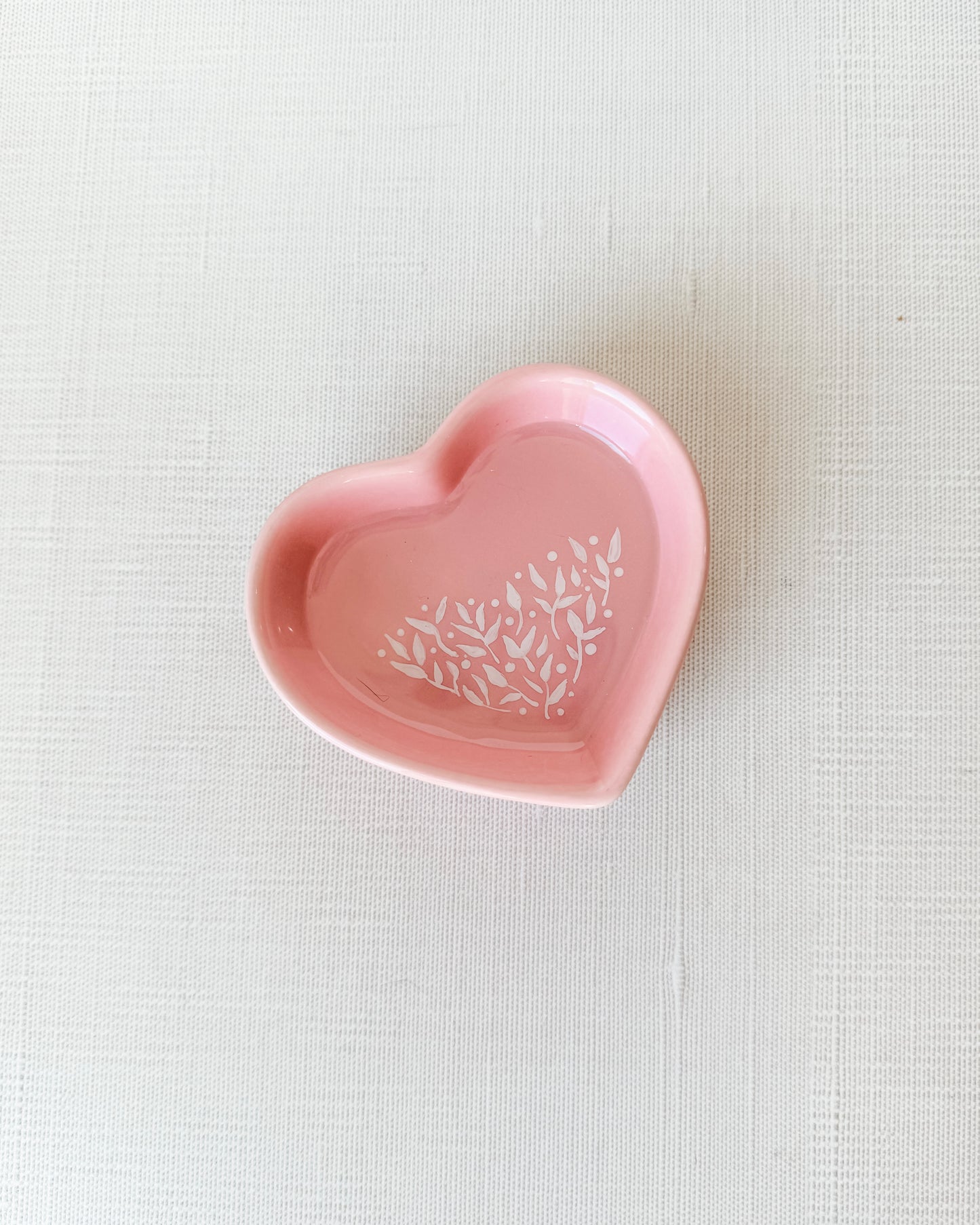 Botanical Heart Trinket Dish - Pink