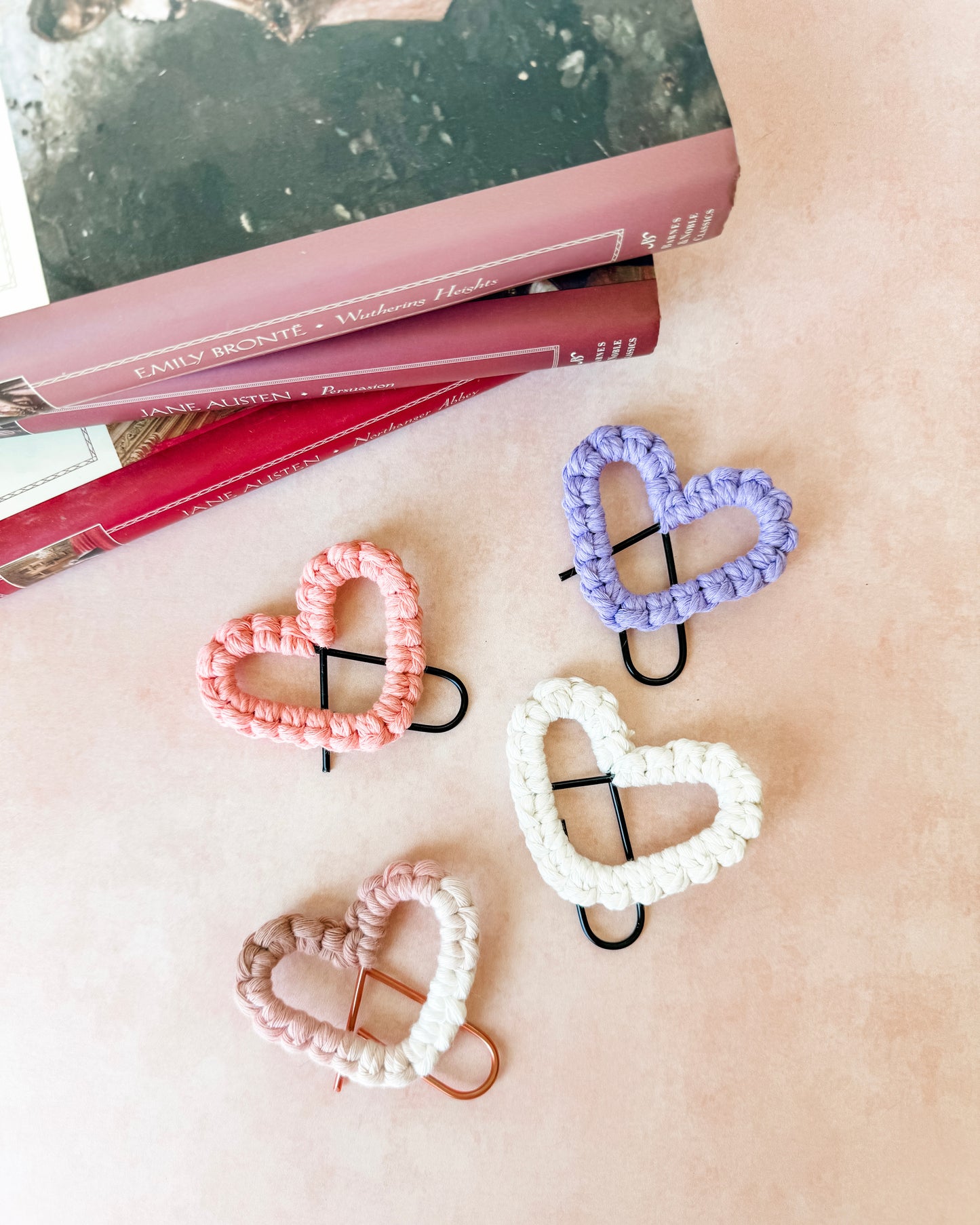 Macrame Heart Bookmarks - White