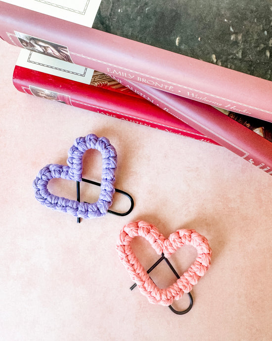 Macrame Heart Bookmark - Purple