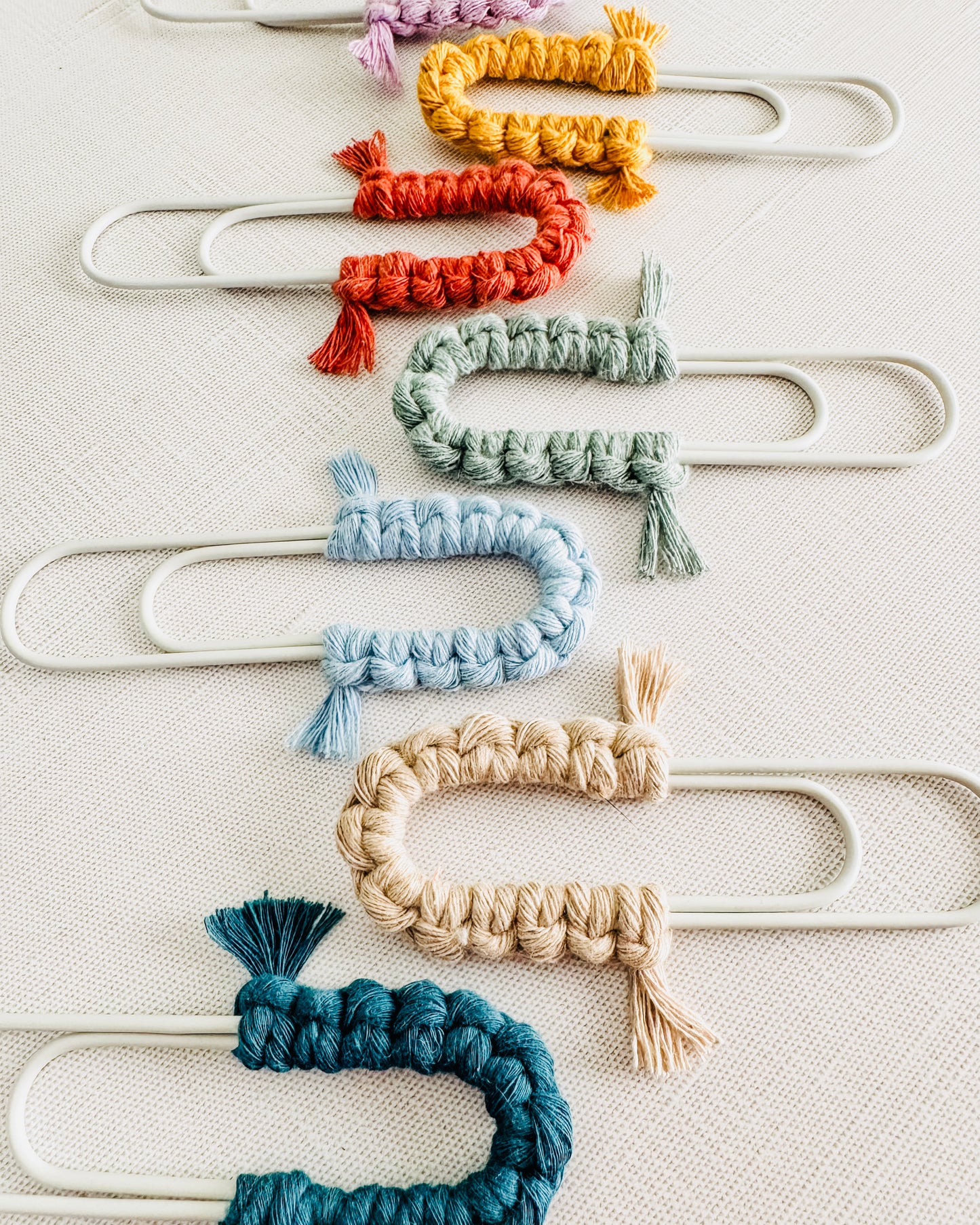 Macrame Paperclip Bookmarks - Soft Grey Paperclip