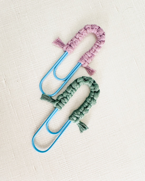 Macrame Paperclip Bookmarks - Bright Blue Paperclip