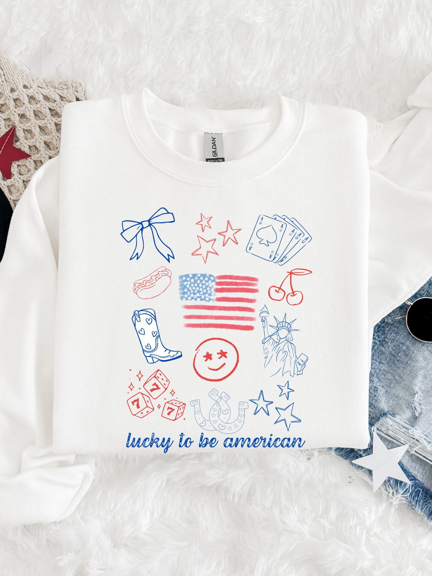 Lucky to be American Crewneck