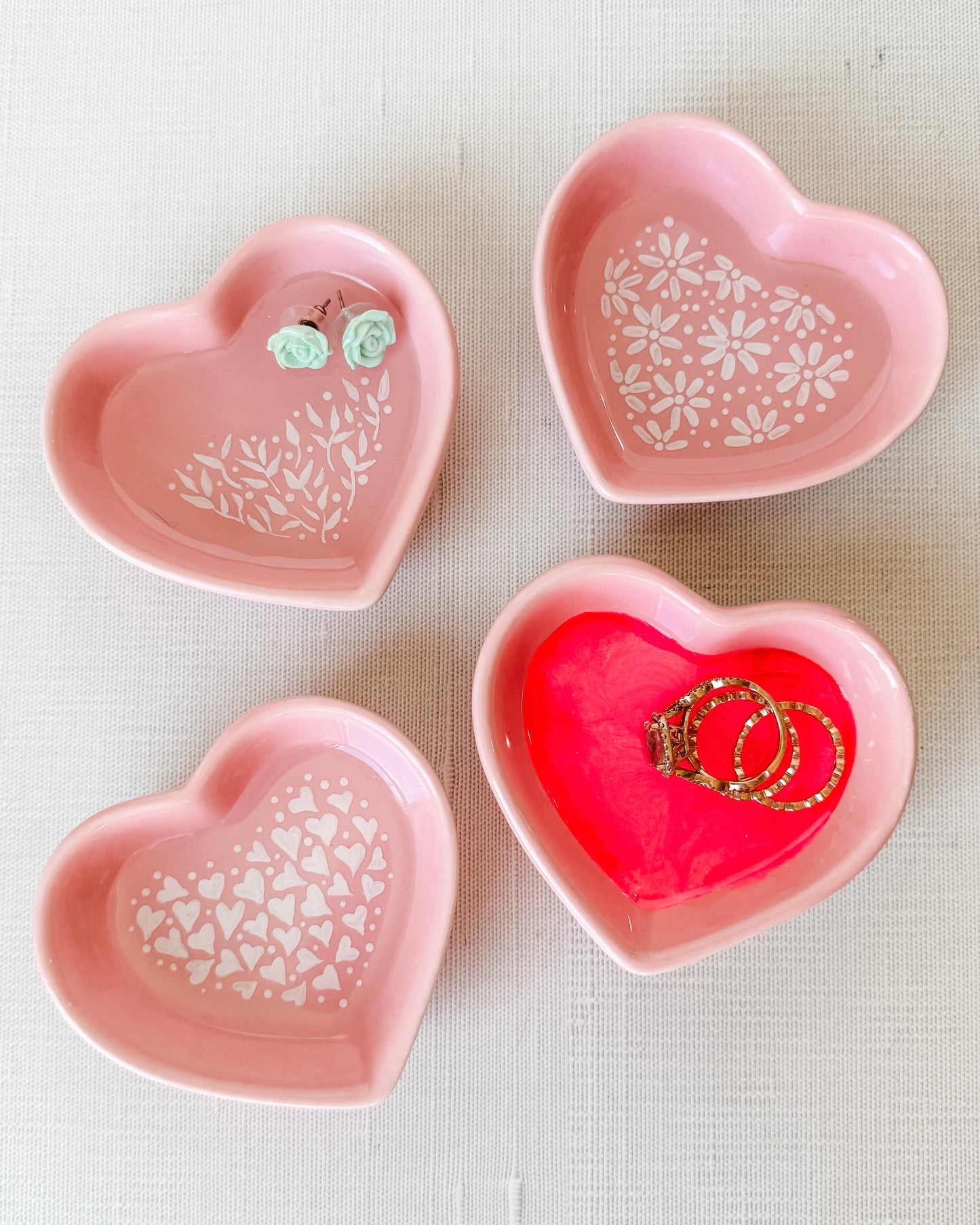 Botanical Heart Trinket Dish - Pink