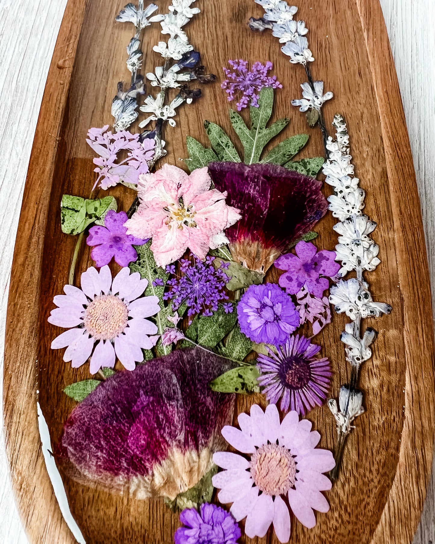 Purple Floral Oblong Tray