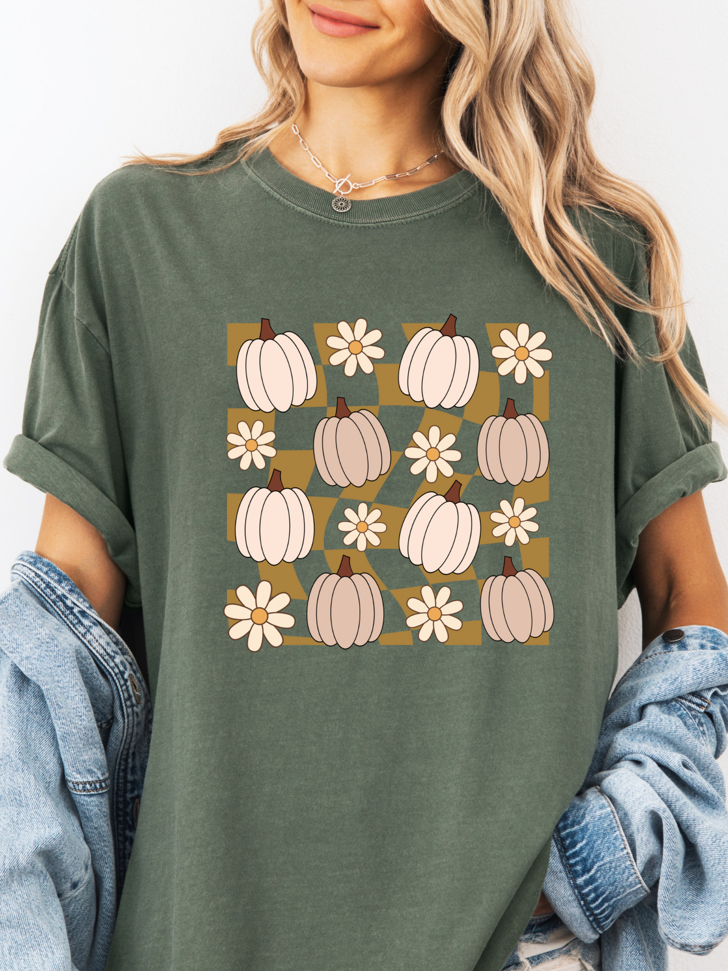 Pumpkin Daisy Check Graphic Tee