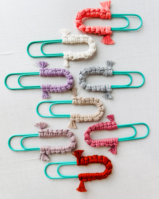 Macrame Paperclip Bookmarks - Teal Paperclip