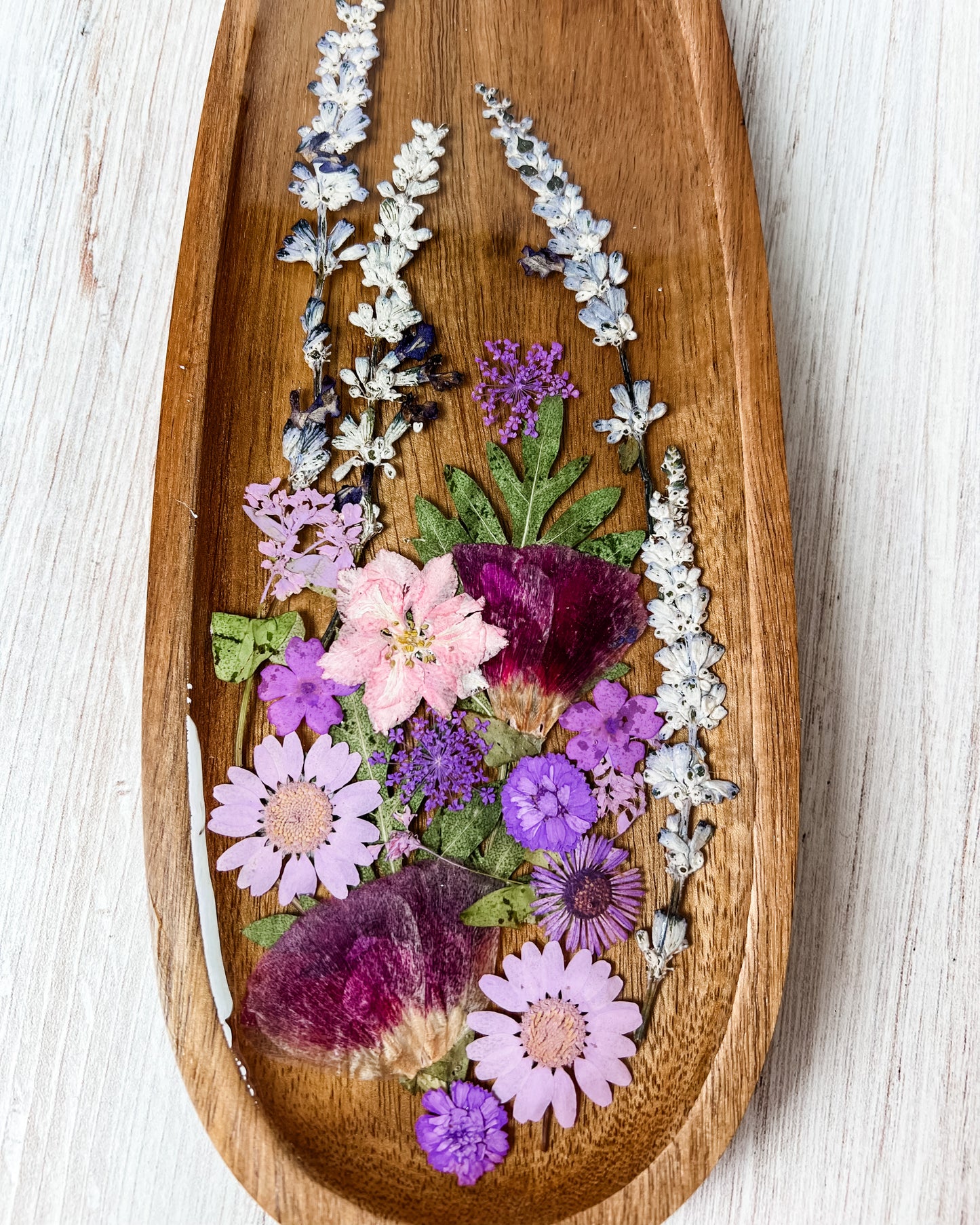 Purple Floral Oblong Tray