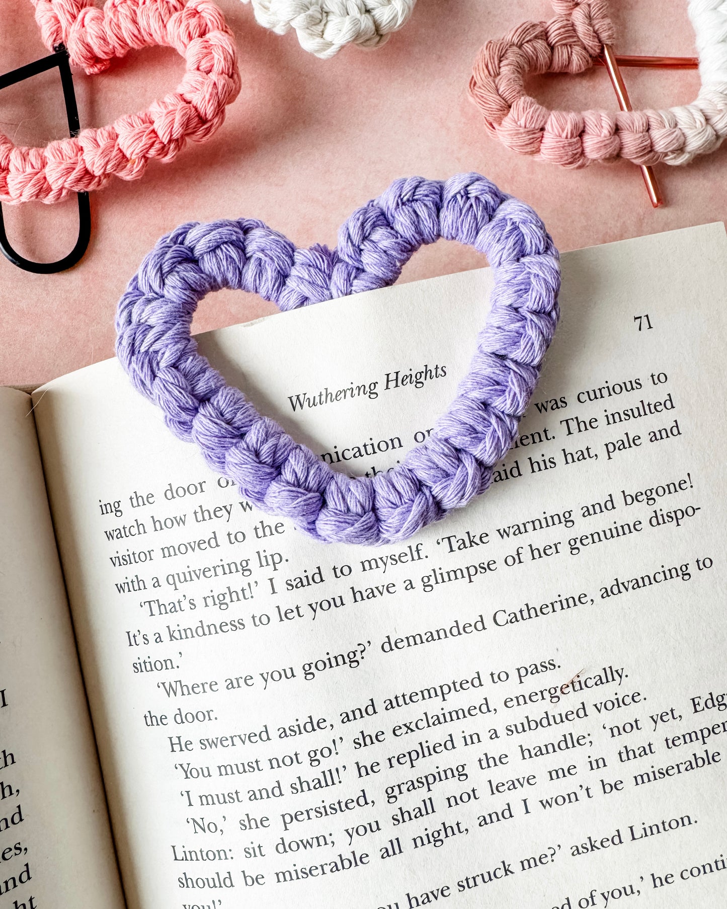 Macrame Heart Bookmark - Purple