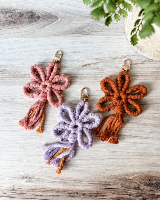 Macrame Flower Keychains