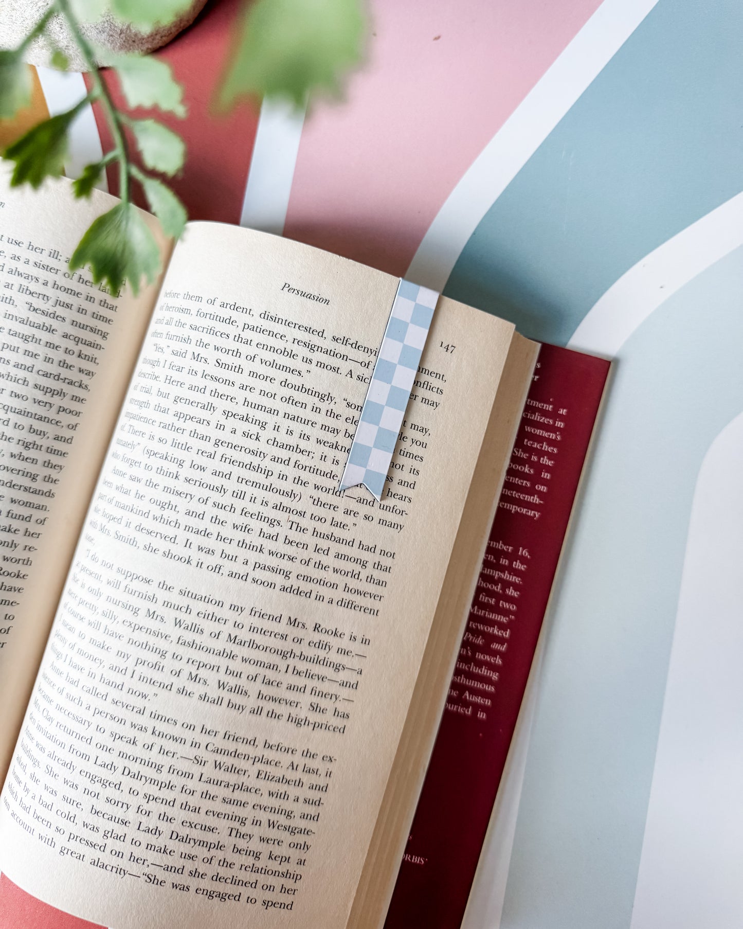 Checkerboard Magnetic Bookmark - Light Blue