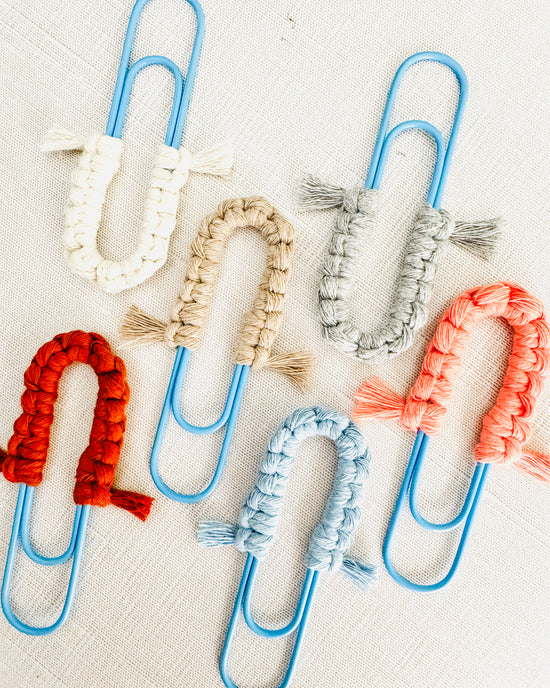 Macrame Paperclip Bookmarks - Bright Blue Paperclip