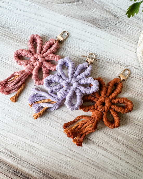 Macrame Flower Keychains