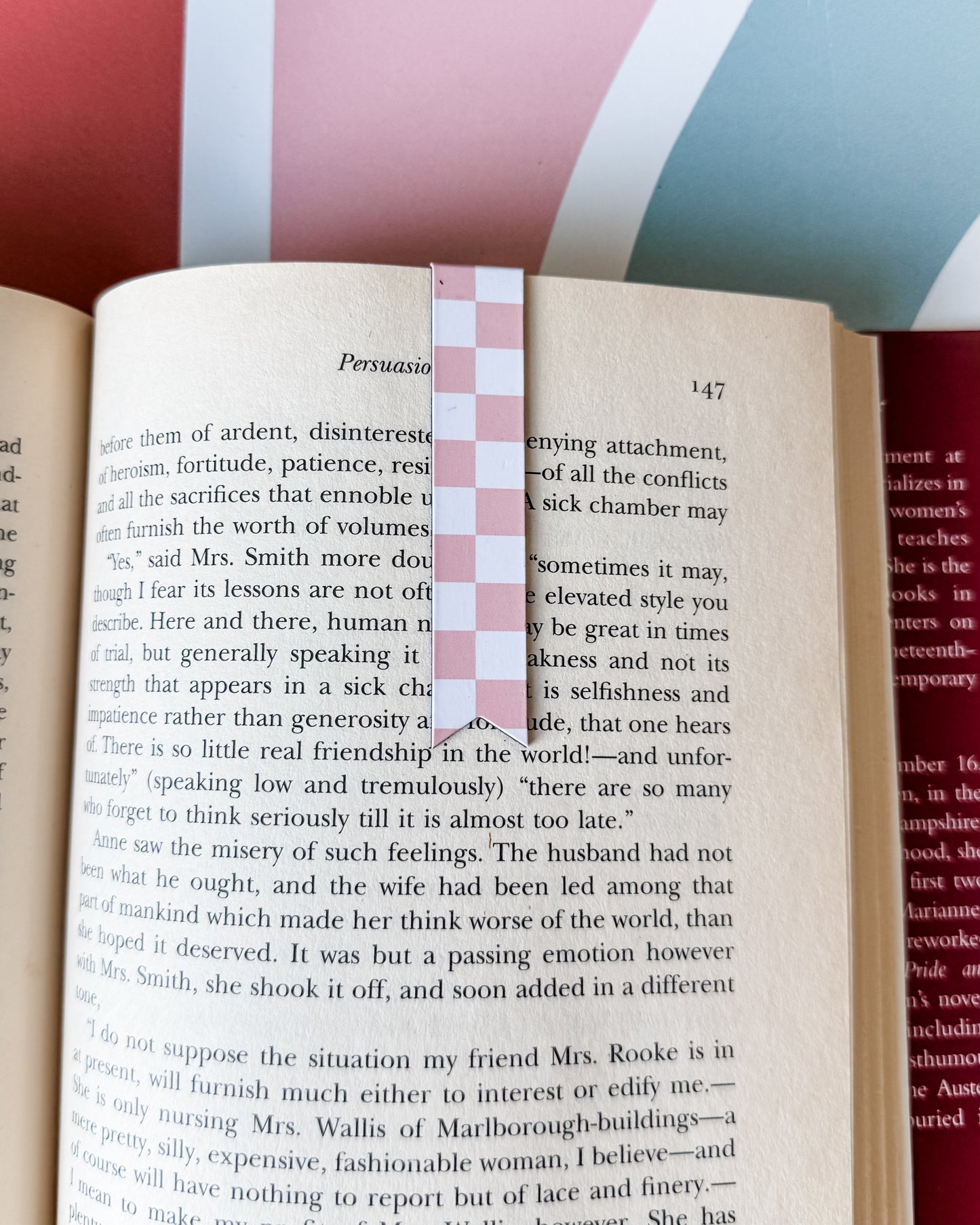 Checkerboard Magnetic Bookmark - Light Pink