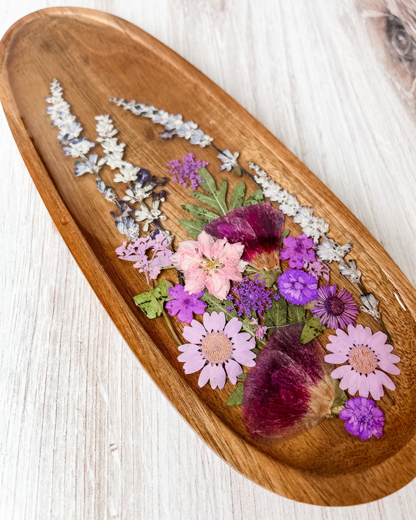 Purple Floral Oblong Tray