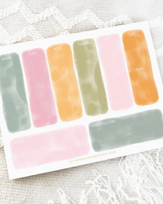 Pastel Watercolor Weekly Planner Notepad