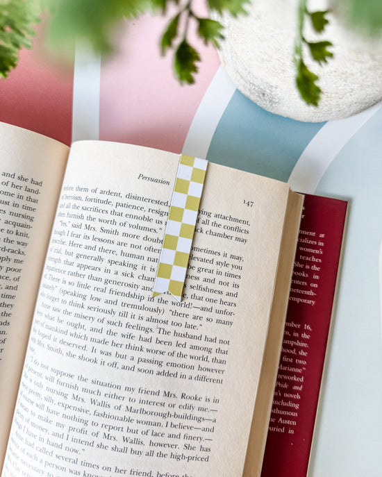 Checkerboard Magnetic Bookmark - Chartreuse