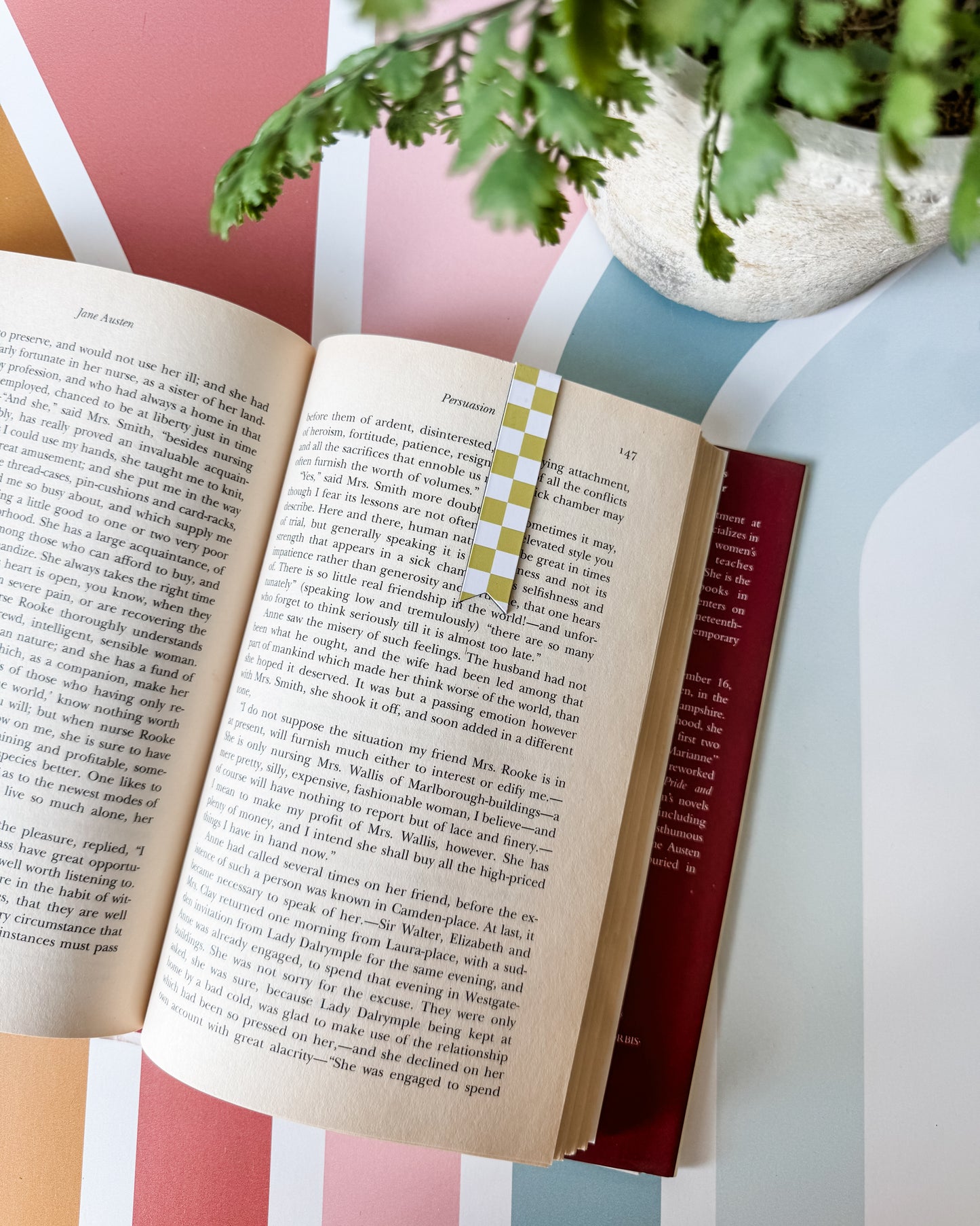 Checkerboard Magnetic Bookmark - Chartreuse