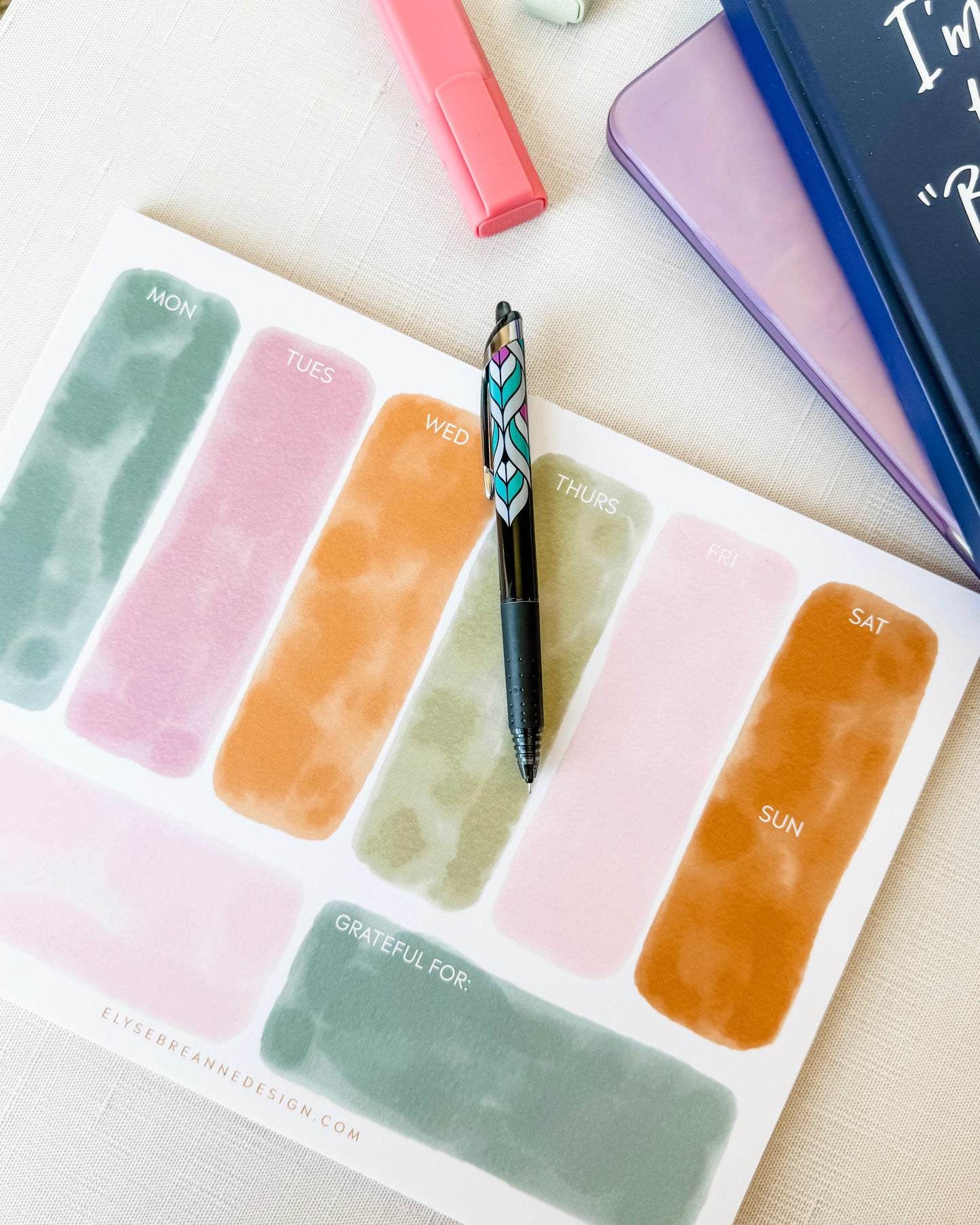 Pastel Watercolor Weekly Planner Notepad