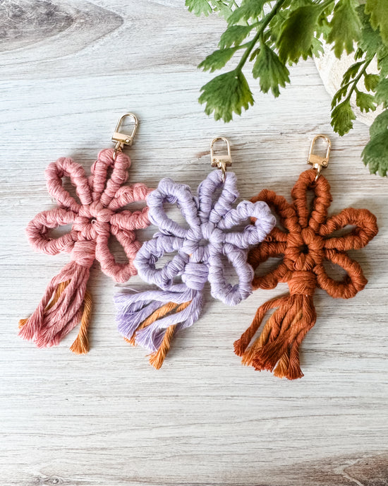 Macrame Flower Keychains