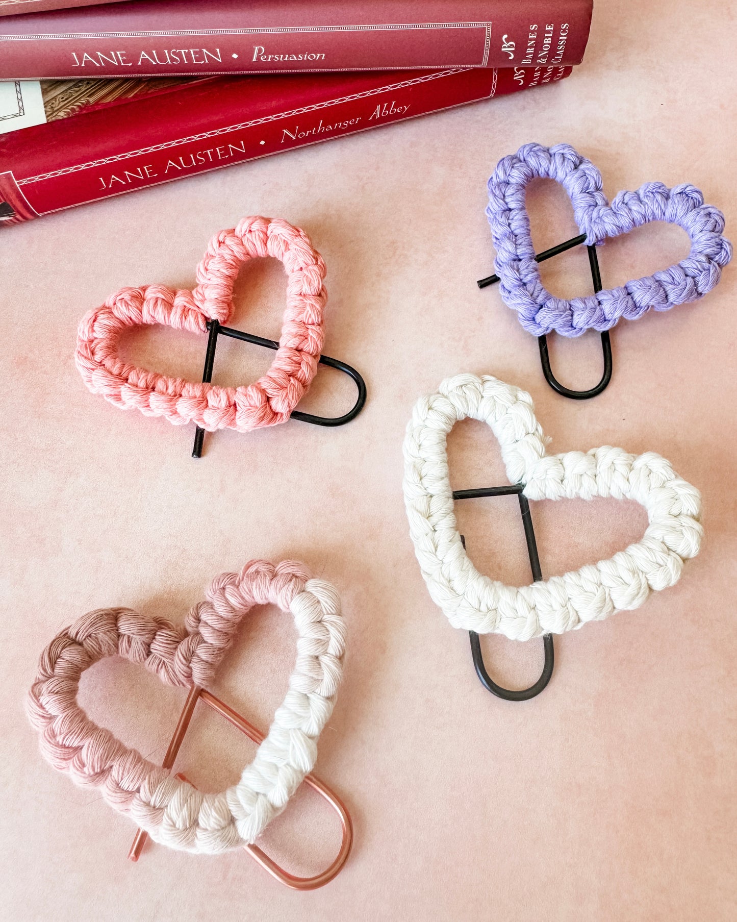 Macrame Heart Bookmark - Pink