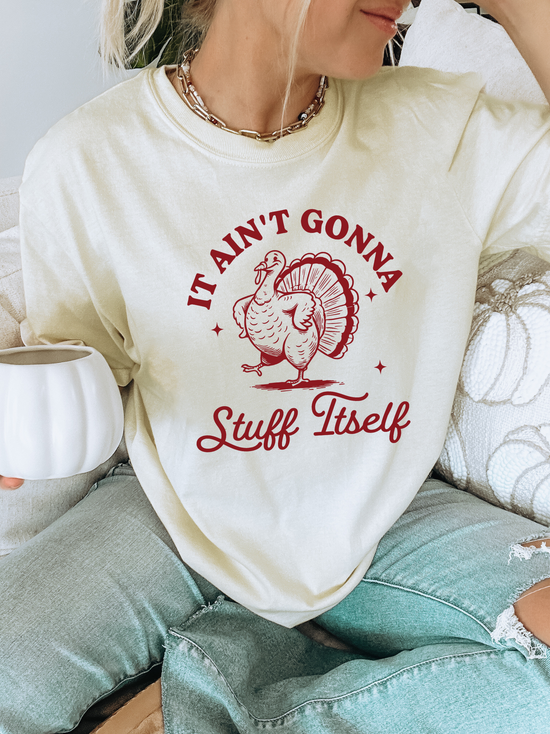 Ain’t Gonna Stuff Itself Graphic Tee - Burgundy