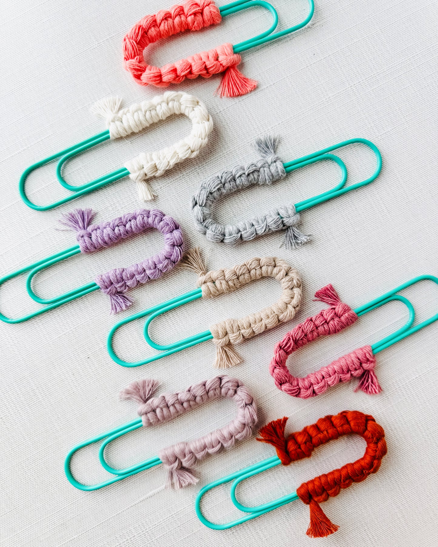 Macrame Paperclip Bookmarks - Teal Paperclip