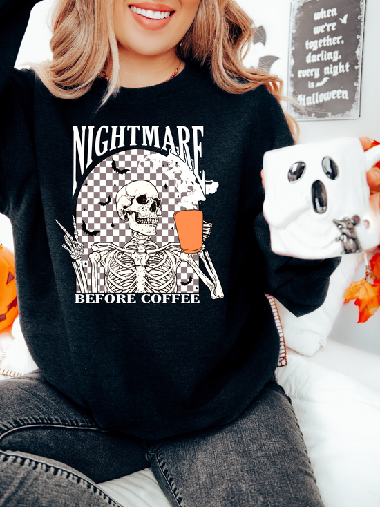 Nightmare Before Coffee Crewneck - Taupe