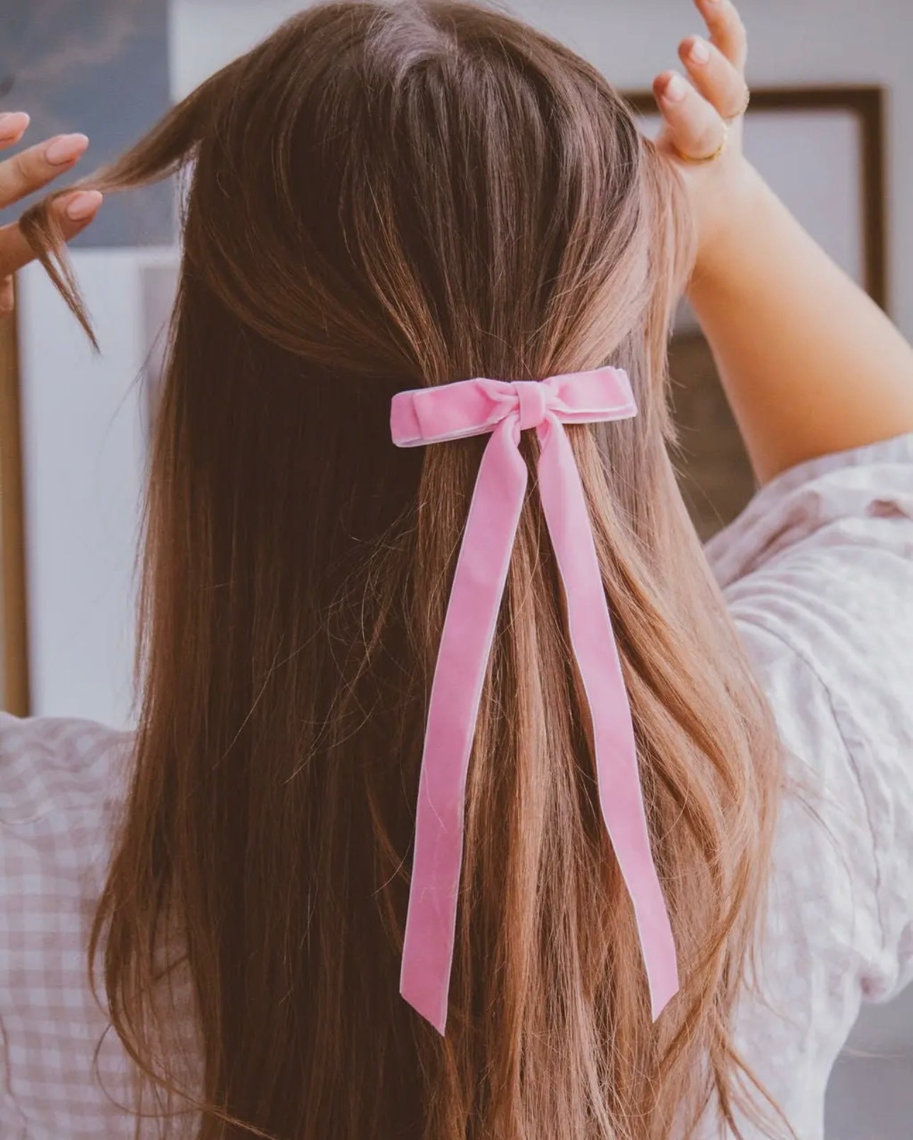 Velvet Bow Barrette - Pink Pre-Order